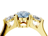 Yellow gold Three-Stone Fancy Blue Pear Cut Cut Classic Band Prong Setting Ring_4