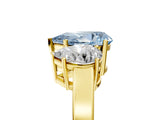 Yellow gold Three-Stone Fancy Blue Pear Cut Cut Diamond Engagement Ring with Flat Band and Four-Prong Setting_17