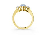 Yellow gold Three-Stone Fancy Blue Pear Cut Cut Diamond Engagement Ring with Flat Band and Four-Prong Setting_3