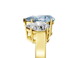 Yellow gold Three-Stone Fancy Blue Pear Cut Cut Diamond Engagement Ring with Flat Band and Four-Prong Setting_5