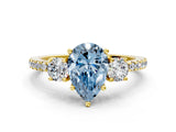 Yellow gold Three-Stone Fancy Blue Pear Cut Cut Diamond Pavé Band with Prong Setting_15