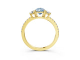 Yellow gold Three-Stone Fancy Blue Pear Cut Cut Diamond Pavé Band with Prong Setting_18