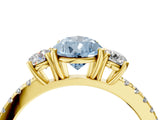 Yellow gold Three-Stone Fancy Blue Pear Cut Cut Diamond Pavé Band with Prong Setting_19