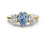 Yellow gold Three-Stone Fancy Blue Pear Cut Cut Diamond Ring with Channel Set Band and Four-Prong Setting_24