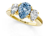 Yellow gold Three-Stone Fancy Blue Pear Cut Cut Diamond Ring with Channel Set Band and Four-Prong Setting_25