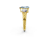 Yellow gold Three-Stone Fancy Blue Pear Cut Cut Diamond Ring with Channel-Set Band and Prong Setting_2