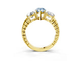Yellow gold Three-Stone Fancy Blue Pear Cut Cut Diamond Ring with Channel-Set Band and Prong Setting_3