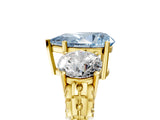 Yellow gold Three-Stone Fancy Blue Pear Cut Cut Diamond Ring with Channel-Set Band and Prong Setting_5