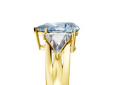 Yellow gold Three-Stone Fancy Blue Pear Cut Cut Diamond Ring with Trillion Side Stones on a Split Shank Band_5