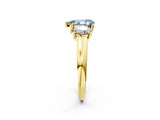 Yellow gold Three-Stone Fancy Blue Pear Cut Cut Solitaire Ring with Classic Prong Setting_2