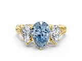 Yellow gold Three-Stone Fancy Blue Pear Cut Diamond Braided Band Ring with Four-Prong Setting_40