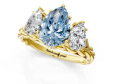 Yellow gold Three-Stone Fancy Blue Pear Cut Diamond Braided Band Ring with Four-Prong Setting_41