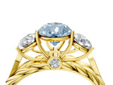 Yellow gold Three-Stone Fancy Blue Pear Cut Diamond Braided Band Ring with Four-Prong Setting_44