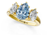 Yellow gold Three-Stone Fancy Blue Pear Cut Diamond Engagement Ring with Prong Setting_4