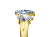 Yellow gold Three-Stone Fancy Blue Pear Cut Diamond Engagement Ring with Prong Setting_8
