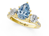 Yellow gold Three-Stone Fancy Blue Pear  Cut Diamond Pavé Band with Four-Prong Setting_29