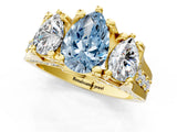 Yellow gold Three-Stone Fancy Blue Pear  Cut Diamond Ring with Channel-Set Band and Four-Prong Setting_50