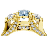 Yellow gold Three-Stone Fancy Blue Pear  Cut Diamond Ring with Channel-Set Band and Four-Prong Setting_53