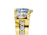 Yellow gold Three-Stone Fancy Blue Pear  Cut Diamond Ring with Channel-Set Band and Four-Prong Setting_54