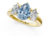 Yellow gold Three-Stone Fancy Blue Pear  Cut Diamond Ring with Channel-Set Band and Four-Prong Setting_79
