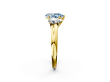 Yellow gold Three-Stone Fancy Blue Pear  Cut Diamond Ring with Channel-Set Band and Four-Prong Setting_80