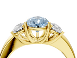 Yellow gold Three-Stone Fancy Blue Pear  Cut Diamond Ring with Channel-Set Band and Four-Prong Setting_82