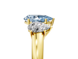 Yellow gold Three-Stone Fancy Blue Pear  Cut Diamond Ring with Channel-Set Band and Four-Prong Setting_83