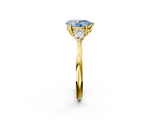 Yellow gold Three-Stone Fancy Blue Pear  Cut Diamond Ring with Pear Side Stones in Four-Prong Setting_111
