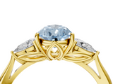 Yellow gold Three-Stone Fancy Blue Pear  Cut Diamond Ring with Pear Side Stones in Four-Prong Setting_113
