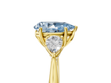 Yellow gold Three-Stone Fancy Blue Pear  Cut Diamond Ring with Pear Side Stones in Four-Prong Setting_114