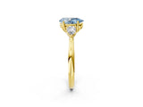 Yellow gold Three-Stone Fancy Blue Pear Cut Diamond Ring with Pear  Side Stones in Four-Prong Setting_14