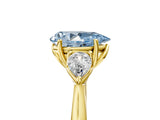 Yellow gold Three-Stone Fancy Blue Pear Cut Diamond Ring with Pear  Side Stones in Four-Prong Setting_17