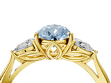Yellow gold Three-Stone Fancy Blue Pear Cut Diamond Ring with Pear  Side Stones in Four-Prong Setting_52
