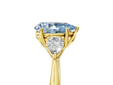 Yellow gold Three-Stone Fancy Blue Pear Cut Diamond Ring with Pear  Side Stones in Four-Prong Setting_53
