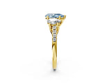 Yellow gold Three-Stone Fancy Blue Pear Cut Diamond Ring with Round  Pavé Band and Prong Setting_26