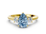 Yellow gold Three-Stone Fancy Blue Pear  Cut Diamond Solitaire with Prong Setting and Classic Band_47