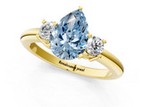 Yellow gold Three-Stone Fancy Blue Pear  Cut Diamond Solitaire with Prong Setting and Classic Band_48