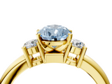 Yellow gold Three-Stone Fancy Blue Pear  Cut Diamond Solitaire with Prong Setting and Classic Band_51