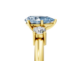 Yellow gold Three-Stone Fancy Blue Pear  Cut Diamond Solitaire with Prong Setting and Classic Band_52