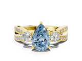 Yellow gold Three-Stone Fancy Blue Pear  Cut Diamond Twist Band with Prong Setting_39