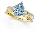 Yellow gold Three-Stone Fancy Blue Pear  Cut Diamond Twist Band with Prong Setting_40