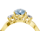Yellow gold Three-Stone Fancy Blue Pear  Cut Diamond Twist Band with Prong Setting_43