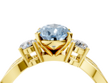 Yellow gold Three-Stone Fancy Blue Pear  Cut Diamond Twist Band with Prong Setting_44