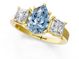 Yellow gold Three-Stone Fancy Blue Pear  Cut Solitaire Ring with Prong Setting_4