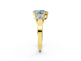 Yellow gold Three-Stone Fancy Blue Pear  Cut Solitaire Ring with Prong Setting_5
