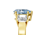 Yellow gold Three-Stone Fancy Blue Pear  Cut Solitaire Ring with Prong Setting_8