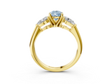 Yellow gold Three-Stone Fancy Blue Pear  Diamond Ring with Pear Side Stones in Four-Prong Setting_82