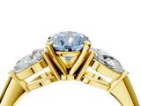 Yellow gold Three-Stone Fancy Blue Pear  Diamond Ring with Pear Side Stones in Four-Prong Setting_83