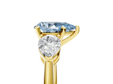 Yellow gold Three-Stone Fancy Blue Pear  Diamond Ring with Pear Side Stones in Four-Prong Setting_84