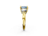 Yellow gold Three-Stone Fancy Blue Princess  Brilliant Cut Solitaire Ring with Prong Setting on a Classic Band 3
